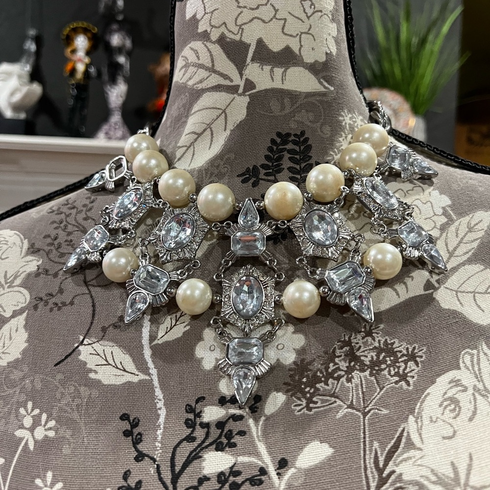 Traci Lynn Pearl and Crystal Necklace